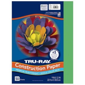 Tru-Ray® Construction Paper, 50% Recycled, 9" x 12", Festive Green, Pack of 50