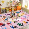 Truqual Classroom Rug Elementary Colorful Alphabet Kids Rugs for Playroom Machine Washable Nursery Rugs for ChildrenToddlers Bedroom