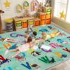 Truqual Classroom Rug Elementary Colorful Alphabet Kids Rugs for Playroom Machine Washable Nursery Rugs for ChildrenToddlers Bedroom