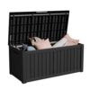 Trygoal 120 Gallon Outdoor Storage Box, Waterproof Resin Deck Box for Indoor & Outdoor Use, Lockable Storage Bench with Piston Hinge, Storage Bin for Patio Cushions, Garden Tools, Package Delivery