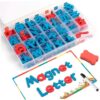 Tsawntd 208PCS Magnetic Alphabet Letters Set Soft-Touch Magnetic Letters with Red Vowels & Blue Consonants Educational Alphabet Magnets Set for Spelling & Vocabulary Learning Magnets