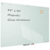 TSJ OFFICE Glass Dry-Erase Board - 48 x 30 Inches Wall Mounted Magnetic Whiteboard, Large Frameless Glass White Board for Office, Home & School