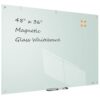 TSJ OFFICE Glass Dry-Erase Board - 48 x 36 Inches Wall Mounted Glass Whiteboard, Large Frameless Magnetic White Board for Office, Home & School, White