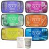 Tsukineko VersaFine Clair Pigment Ink Pads, 6 Colors, 2026 Release, Melon Soda, Wisteria Purple, Lemonade, Adriatic Sea, Carrot Orange, Dahlia Purple, Burlin Clear Embossing Powder, 3 Carnora Scoops