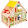 TTETTZ Children Dollhouse Wooden House Miniature Playhouse Wood Two Story with Window Openings Supports Role Play Suitable for Kids playroom Preschool Home Decoration, Yellow