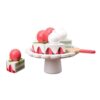 TTETTZ Children Wooden Birthday Cake Toy Set with Removable Slices Toppers and Circular Base for Pretend Party Role Play Sharing Decorating Suitable for Kids playroom Classroom Play Home Decoration