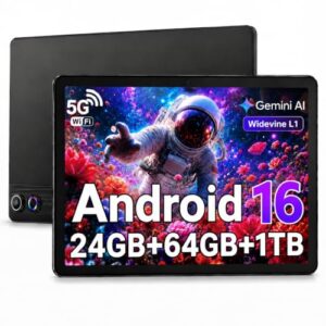 TT.KIDS 10.1 Inch Android 16 Tablet, 24GB+64GB+1TB Expand, 6000mAh Battery, HD IPS Touch Screen Widevine L1,WiFi 6 Bluetooth 5.4,Dual Camera, Fast Charging Android Tablet, Black