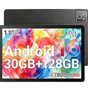 TTKIDS K6 10.95 Inch Tablet for Adults, 5-Core Android Tablet 30GB RAM 128GB ROM, Black