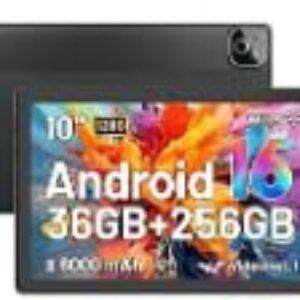 TT.KIDS Tablet, 10.1 Inch Tablet, 36GB RAM 256GB ROM 1TB Expand with Octa-Core, 6000mAh Battery, 1280 x 800 HD IPS, Android 16 Tablets with TF Card Support, Type C, Black