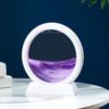 TTOBHF Mini 5 inch Moving Sand Art Liquid Motion, Round Glass Craft 3D Color Quicksand Flow Sandscape Flip Sand Art Picture Desktop Decor, Liquid Sand Hourglass(Purple,White Frame)