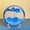 TTOBHF Moving Sand Art, Liquid Motion Hourglass Craft, Round Glass 3D Deep Sea Sandscape Dynamic Calming Decor, Sand Art Picture Home Office Desk Gift(Blue)