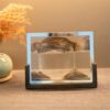 TTOBHF Moving Sand Art with Wood Base, 3D Liquid Motion Flowing Sand Deep Sea Sandscape Picture Hourglass Decor, Relaxing Gifts for Living Room Office(Brown)