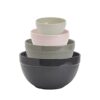 TTU Tabletops Gallery Hobnail Style 4 Piece Timeless Grey Stoneware Nesting Mixing Bowl Set for Baking and Cooking