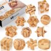Tuauoe Wooden Brain Teaser Puzzles, 12pcs 3D Brain Teasers for Adults Teens Kids, Logic Mind Puzzle Box Lock Toy Removing Assembling Gift Set, Small Unique IQ Hand Puzzles