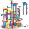 Tucrae 224 PCS Marble Runs Toys with Automatic Elevator Glowing Marble Maze Building Set STEM Puzzle Toys for 3 4 5+ Boys & Girls Children's Day, Christmas Easter Gifts(Containing 60 Marbles)
