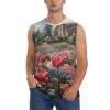 Tulip Garden Print Men's Sleeveless T-Shirt Athletic Tank Top Running Breathable Lightweight Tee Black