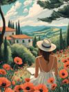 TUMBAUMBA, Puzzle for Adults 1000 Pieces, Art Jigsaw Puzzles, Colorfull Landscape Puzzles Girl in The Poppy Field, Mate Finish, Poster Included 1000 piece Puzzle for Adults.