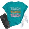 TUPOSU Womens Teacher Life T-Shirt Kindness Teaching Tee Tops Thankful Teachers Shirt Cyan