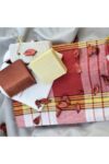 Turkish Bath Set 5 Piece for Men & Women - Includes Peshtemal, Kese Mitt, Pumice Stone, Wooden Comb, Soap - Traditional Hammam Spa Experience - Red