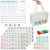 TUSAUW American Mahjong Tile Set, American Mahjong Game Set Include 166 1.2 Inch Mahjong Tiles 4 Dice 4 Tile Rulers 1 Bag, 100 Chips,5 Instruction Manuals, Portable Complete Travel Mahjong Set