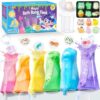 TUZT Kids Bath Bombs Science Kit - 12 Glow-in-the-Dark Surprise Toys & 6 Fizz Potion Bottles for Ages 3-8, STEM Bath Time Fun, Non-Toxic Easy Clean, Perfect Christmas Birthday Gift