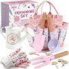 TUZT Kids Gardening Set Toys, 12PCS Garden Tool Kit for Kids and Toddlers with Tote Bag,Watering Can, Gloves, Shovel, Learning Outdoor Toys Gifts for Boys Girls Age 3-6 (Pink)