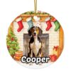 Tvvinkle Treeing Walker Coonhound Dog Personalized Custom Name Ceramic Ornament, Cozy Fireplace Christmas Stockings & Gifts, Watercolor Holiday Tree Decoration Keepsake