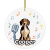 Tvvinkle Treeing Walker Coonhound Dog Personalized Custom Name Ceramic Ornament, Vintage Microphone Music Notes Singer, Funny Karaoke Pet Christmas Tree Decoration Gift
