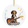 Tvvinkle Treeing Walker Coonhound Dog Personalized Custom Name Ceramic Ornament, Electric Guitar Music Notes Rockstar, Funny Musician Pet Christmas Tree Decoration Gift