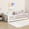 Twin Size Floor Bed with Built-in Book Rack & Door – White, Montessori Kids Toddler Bed, Storage Space-Saving