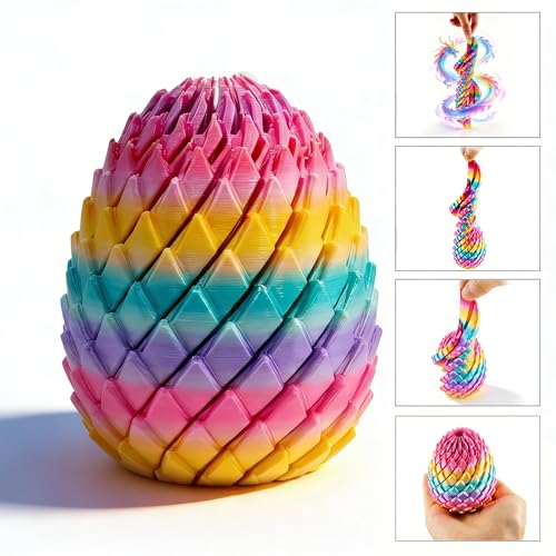 Twisty Fidget Egg Super Smooth 3D Printed Dragon Egg for Stress Relief Gifts,Funny Slippery Egg Fidget Toy,Easter Basket Stuffers for Kids & Adults Desk Decor,Satisfying Twist&Snap Transformable Egg