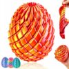 Twisty Fidget Egg – Twisty Fidget Dragon Egg – 3D Printed Slippery Egg, Cool Rotating Desk Toy, Unique Expanding Gearball, Fingertip Fidget, Stress Relief, Gift for Teens & Adults（Red Gold）