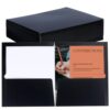 Two-Pocket Folders Black Glossy Laminated Paper Folder, Letter Size Folders with Pockets, Holds 100 Sheets, Box of 25