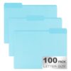Two-Tone File Folders,1/3 Cut Tabs File Folder,Light Blue Letter Size,100 Pack Rose Red File Folders for School,Office,and Home Organization