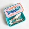 Twohua Travel Jewelry Organizer Case Unique Sardines Storage with Fishbone Jewelry Stand for Necklaces Earrings Rings Brooches Pendants Charms Holders Small Box for Girls Women Gift (Sky Blue)