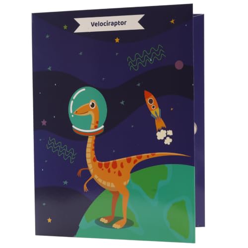 Two‑Pocket Dinosaur Folders, Glossy Laminated Kids Pocket Folders Letter Size, 8.5x11 Inch Heavy Duty Back to School Supplies, Homework Organizer for Classroom Boys Girls (Raptor, 10PK)
