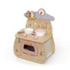 TWTCZOZ Children Kitchen Simulation Wooden Play Cooker Set Oven Accessories with Control Knobs and Opening Oven Suitable for playroom Daycare Nursery