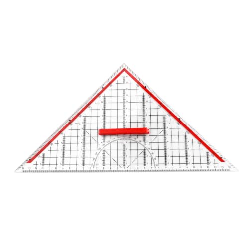 TWTCZOZ Drawing Triangle Geometric Ruler Triangular Ruler Drafting Triangle Measuring Tool with Sliding Handle Transparent Body Black Markings for Classroom Training Workshop Drawing Office 15cm