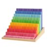 TWTCZOZ Educational Blocks Wooden Stacking Toy Set with Sloped Base and 25 Stepped Blocks Rainbow Gradient for Recognition and Matching Beech Wood Base