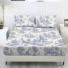 Txsniver 3 Pcs Twin Size Polyester Fitted Sheet Set, Chateau Toile Print, Soft Cozy All-Season Bedding Set with 1 Fitted Sheet and 2 Pillowcases, Breathable Comfy Sheets for Bedroom