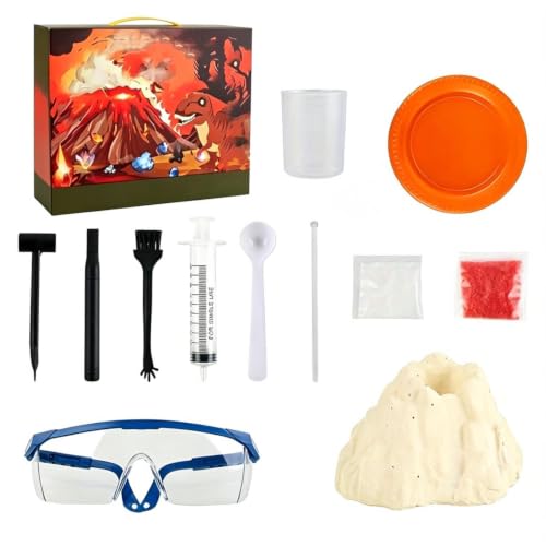 TXT-MATRIX Erupting Volcano Science Kit, Dinosaur Fossil & Gemstone Dig Set with 12+ Excavation Tools, Hands-On Earth Science Activity, Great Christmas Birthday Gift for Science Enthusiasts