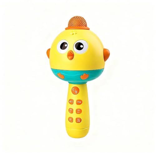 TXT-MATRIXI Wireless Microphone Toy for Kids, Cute Cartoon Chick, with LED Lights and Fun Sound Effects, Rechargeable and Drop-Proof, Suitable for Party Role-Playing and Birthday Gifts.