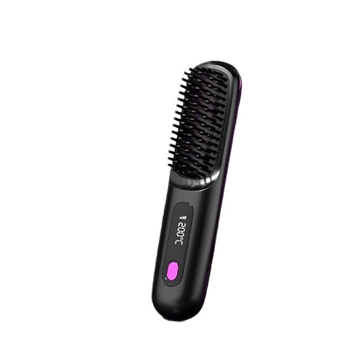 TxTmochi Cordless Hair Straightener Brush, Negative Ion Anti-Frizz Styling Tool, 20s Fast Heating with MCH Ceramic Tech, Anti-Scald Comb, 3 Temp Settings, Rechargeable, for All Hair Types