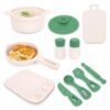TYRY.HU 11Pcs BPA Free Kids Play Kitchen Accessories Toy, Silicone Pretend Play Food Sets,Cooking Toys Set with Pots & Pans,Pretend Cooking Toys, Montessori Learning Gifts for Toddlers 1-3,Green