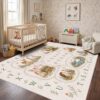 Tzvjxln Cream Woodland ABC Road Area Rug 5x6 for Kids Playroom and Nursery