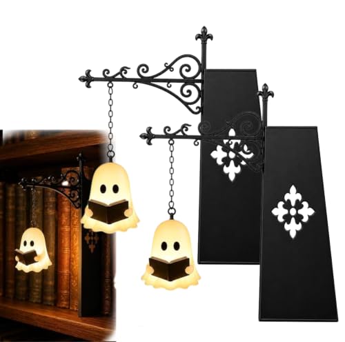 TZYNS 2026 New Ghost Bookshelf Lantern, Library Lantern Mini Bookshelf Lamp, Miniature Hanging Lantern, Decorative Bookshelf Lighting, Shelf Decor for Book Lovers, Home, Office & Study 2pack