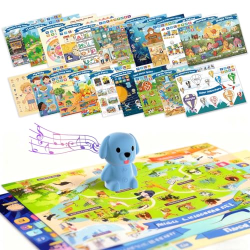 U-LEARNER Talking Pen + 20 Interactive Learning Posters for Toddlers 1-3 | Educational Toys for 3 4 5 6 Year Olds |Homeschool Essential for Preschool, Gifts for Boys & Girls