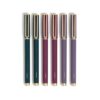 U Brands Catalina Felt Tip Pens, Set of 6 Black Ink Pens, Soft Touch Jewel Tones, Gold Details, Medium (0.7 mm) Point