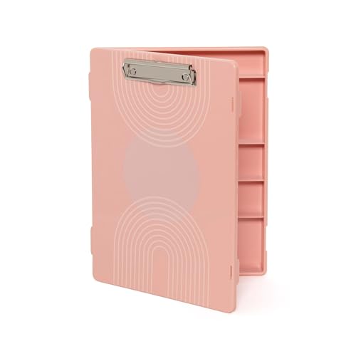 U Brands Fashion Storage Clipboard, Modern Geo Curve Print, 8 Interior Dividers, Metal Clip, Hard Writing Surface, 13 x 9.8 Inches