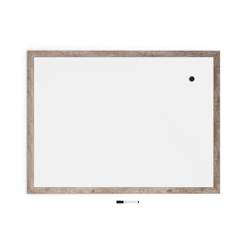 U Brands Magnetic Whiteboard, 36" x 48", Wall Mounted Dry Erase Board with Rustic Wood Frame, White Board for Home, Office, Classroom